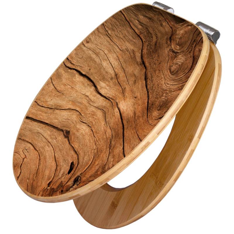 Banjado Design WC Sitz Bambus Holz Toilettendeckel Mit Absenkautomatik Klodeckel WC-Sitz Soft Close Mit Motiv Trockenes Holz von Banjado