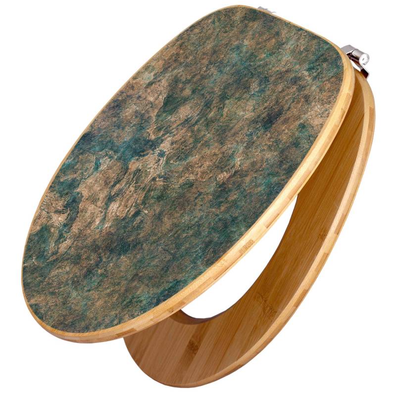 Banjado Design WC Sitz Bambus Toilettendeckel Toilettensitz Bambus Holz Klodeckel WC-Sitz Universal Scharnieren Motiv Kupfer Patina von Banjado