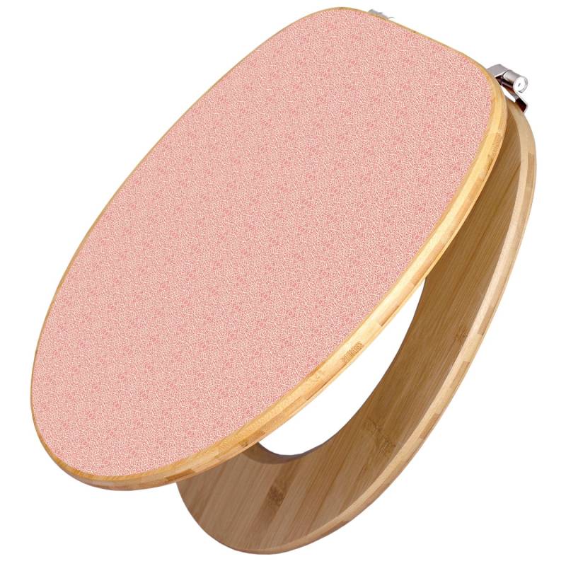 Banjado Design WC Sitz Bambus Toilettendeckel Toilettensitz Bambus Holz Klodeckel WC-Sitz Universal Scharnieren Motiv Rosa Arabesque von Banjado