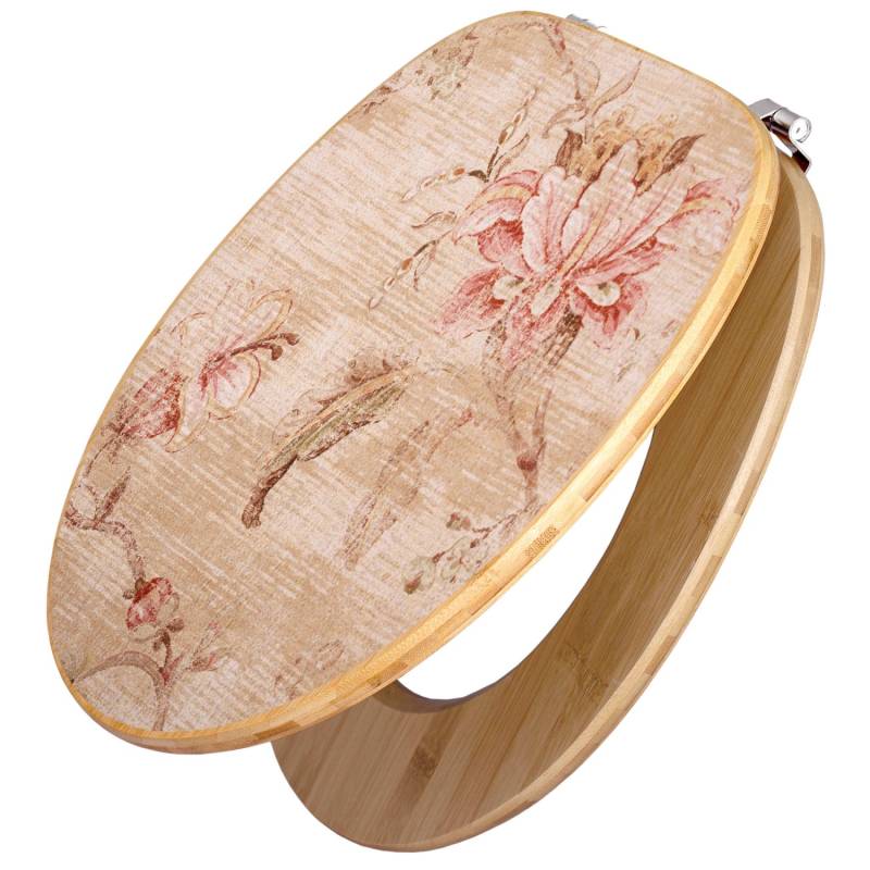 Banjado Design WC Sitz Bambus Toilettendeckel Toilettensitz Bambus Holz Klodeckel WC-Sitz Universal Scharnieren Motiv Verschwindend von Banjado