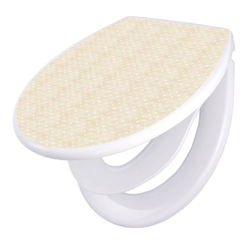 Banjado Familien WC Sitz Mit Absenkautomatik Universeller Klodeckel Mit Kindersitz Hochwertiges Polypropylen Mit Motiv Beige Herzen von Banjado