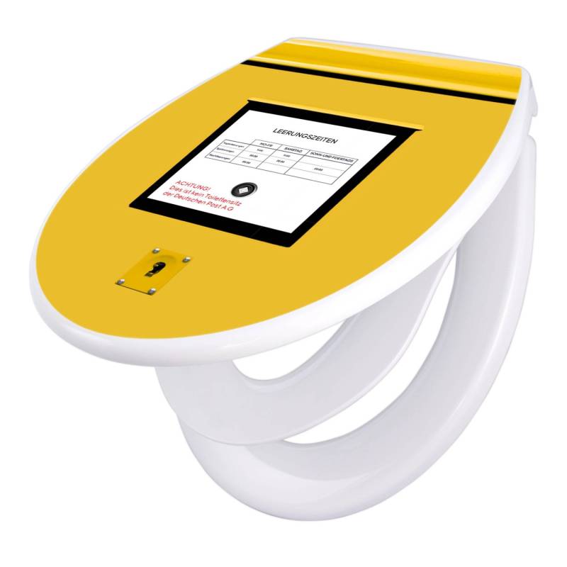 Banjado Familien WC Sitz Mit Absenkautomatik Universeller Klodeckel Mit Kindersitz Hochwertiges Polypropylen Mit Motiv Briefkasten Gelb von Banjado