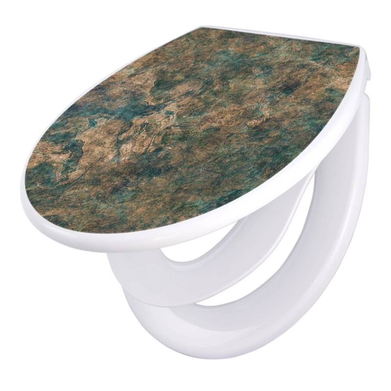 Banjado Familien WC Sitz Mit Absenkautomatik Universeller Klodeckel Mit Kindersitz Hochwertiges Polypropylen Mit Motiv Kupfer Patina von Banjado