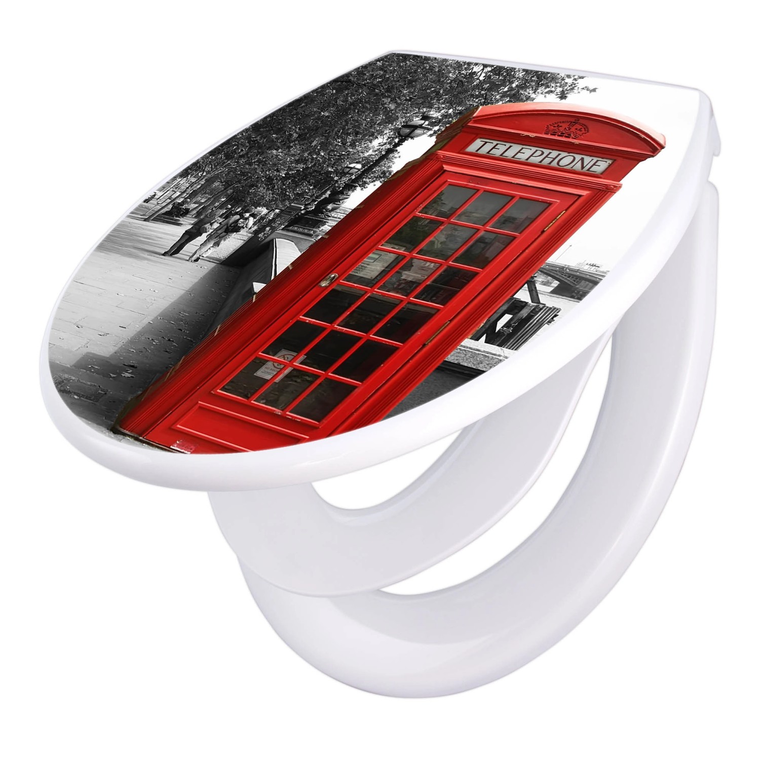 Banjado Familien WC Sitz Mit Absenkautomatik Universeller Klodeckel Mit Kindersitz Hochwertiges Polypropylen Mit Motiv London Red Telephone Banjado Familien WC Sitz Mit Absenkautomatik Universeller Klodeckel Mit Kindersitz Hochwertiges Polypropylen Mit Motiv London Red Telephone von Banjado