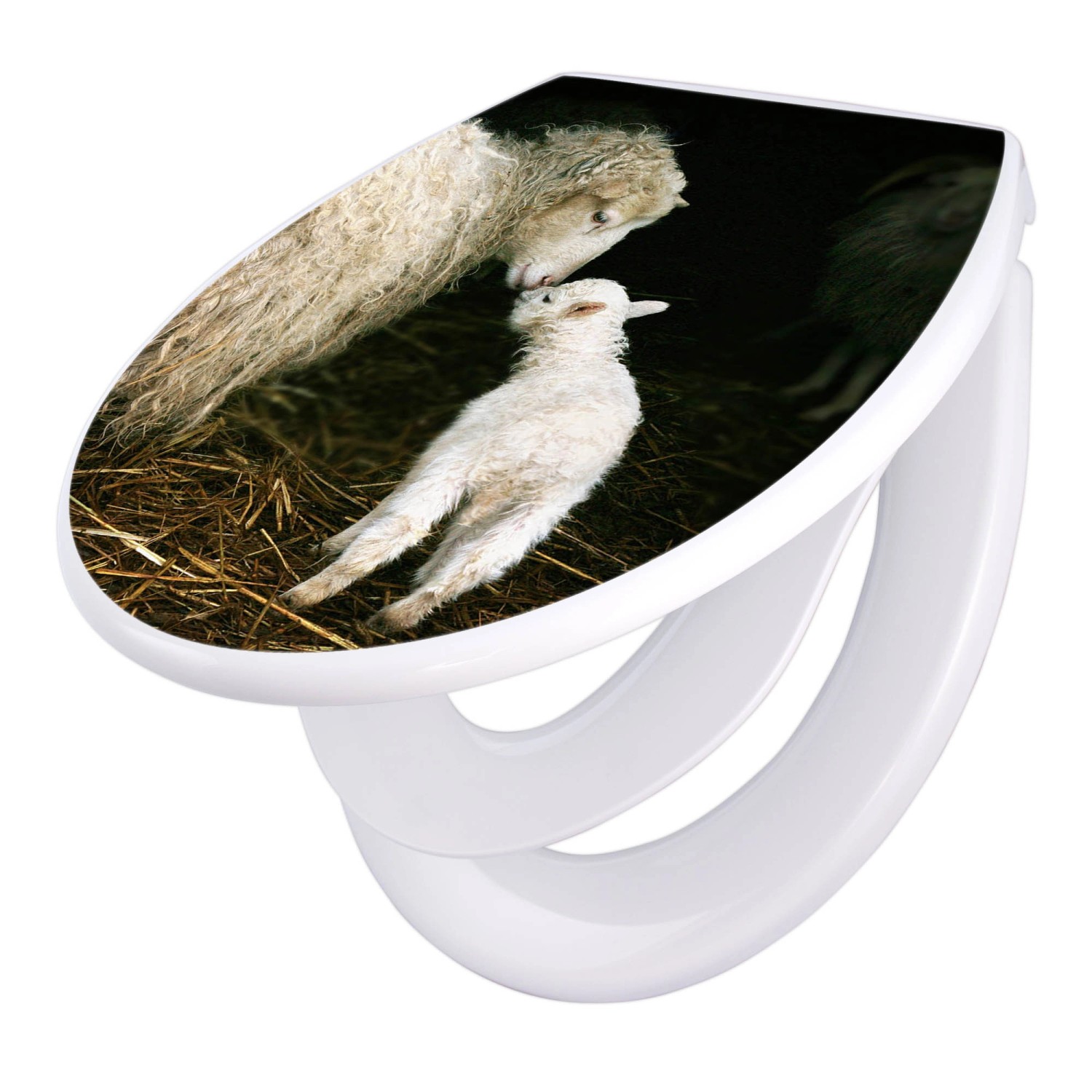 Banjado Familien WC Sitz Mit Absenkautomatik Universeller Klodeckel Mit Kindersitz Hochwertiges Polypropylen Mit Motiv Schaf Und Lamm Banjado Familien WC Sitz Mit Absenkautomatik Universeller Klodeckel Mit Kindersitz Hochwertiges Polypropylen Mit Motiv Schaf Und Lamm von Banjado