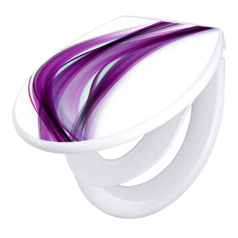 Banjado Familien WC Sitz Mit Absenkautomatik Universeller Klodeckel Mit Kindersitz Hochwertiges Polypropylen Mit Motiv Violet Element von Banjado