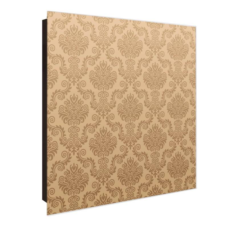Banjado Großer Schlüsselkasten Glas 30x30cm Schwarz Scharnier Rechts 50 Haken Beschreibbar Magnetisch Motiv Tapete Beige von Banjado