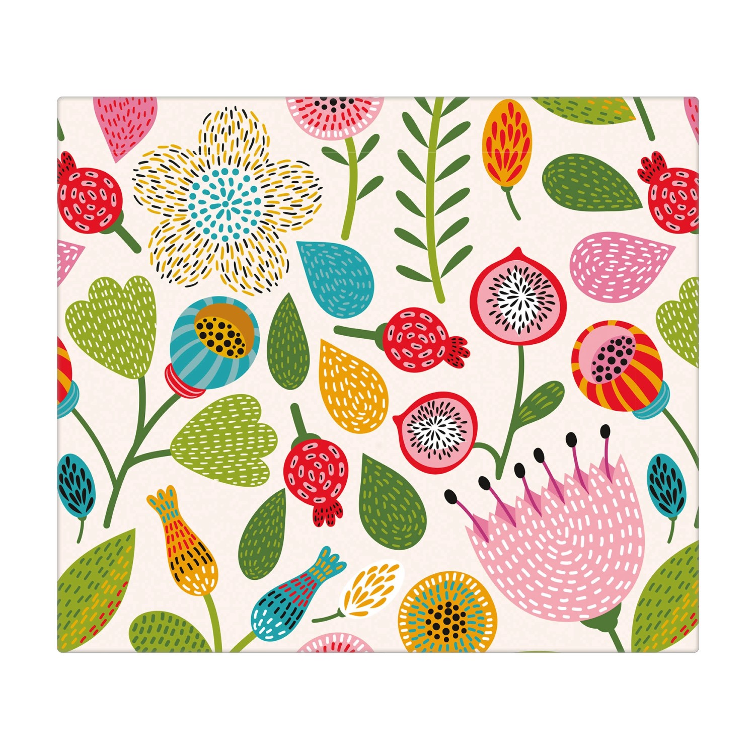 Banjado Herdabdeckplatte Glas 1 Teilig 60x52CM Schneidebrett Herdabdeckung Mit Motiv Blumen Naiv von Banjado