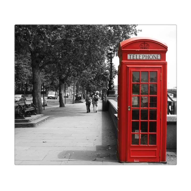 Banjado Herdabdeckplatte Glas 1 Teilig 60x52CM Schneidebrett Herdabdeckung Mit Motiv London Red Telephone von Banjado