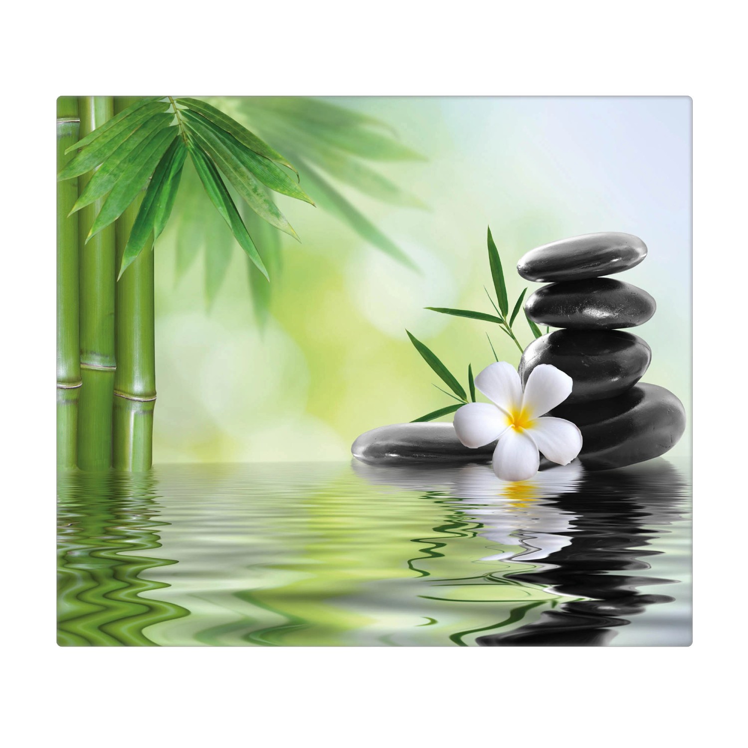 Banjado Herdabdeckplatte Glas 1 Teilig 60x52CM Schneidebrett Herdabdeckung Mit Motiv Steine & Relax 6 von Banjado