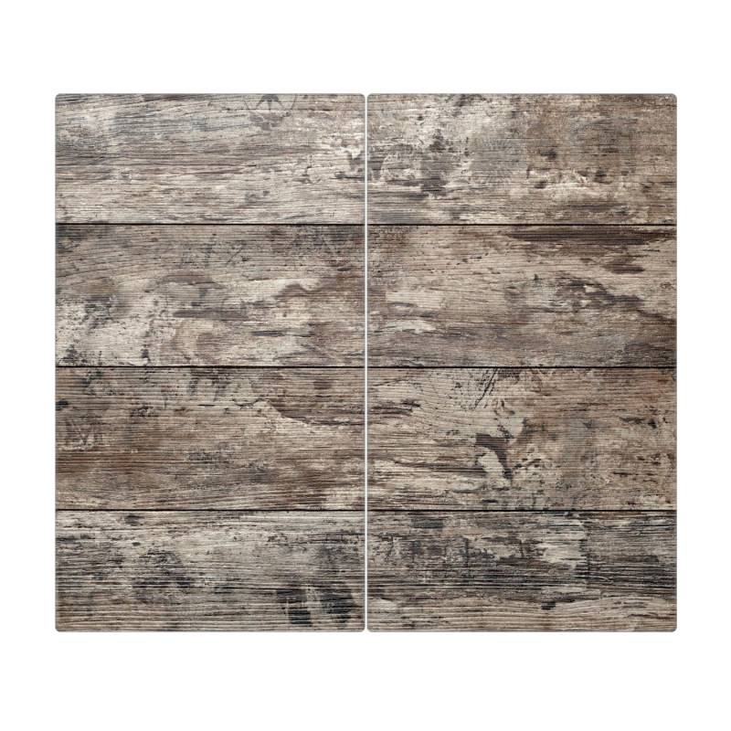 Banjado Herdabdeckplatte Glas 2 Teilig Je 30x52CM Schneidebrett Herdabdeckung Mit Motiv Alte Planken von Banjado