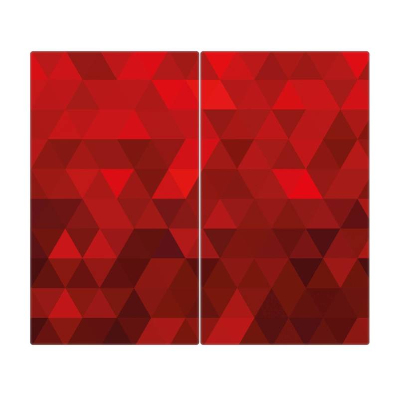 Banjado Herdabdeckplatte Glas 2 Teilig Je 30x52CM Schneidebrett Herdabdeckung Mit Motiv Dreiecke Rot von Banjado