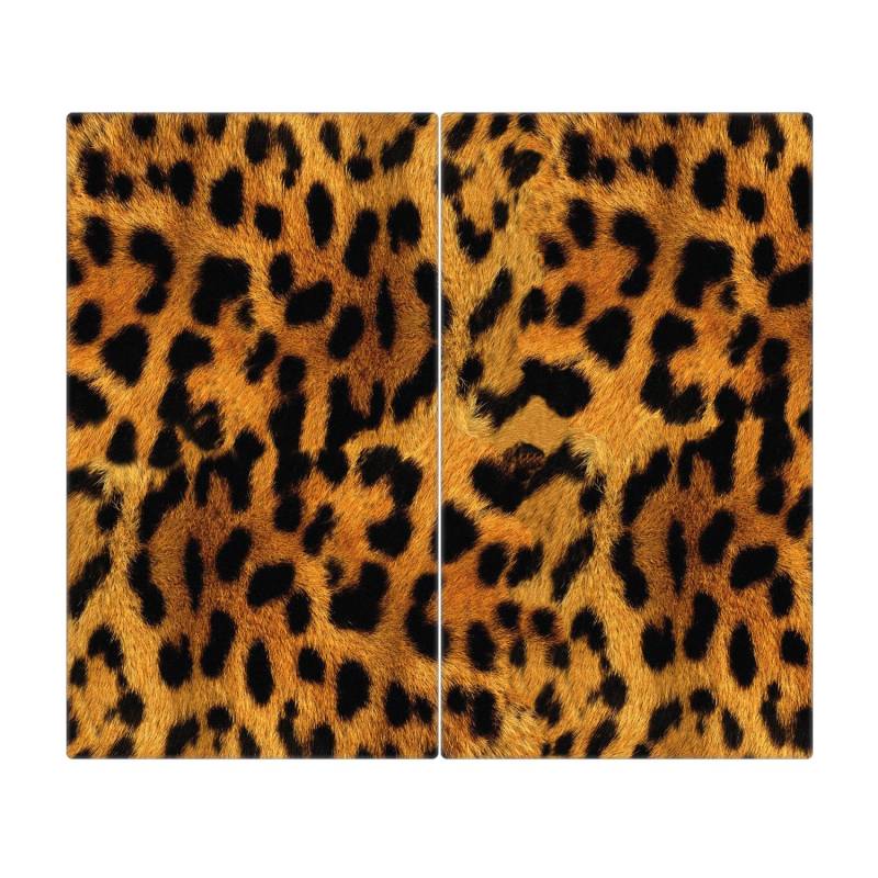 Banjado Herdabdeckplatte Glas 2 Teilig Je 30x52CM Schneidebrett Herdabdeckung Mit Motiv Leopard von Banjado
