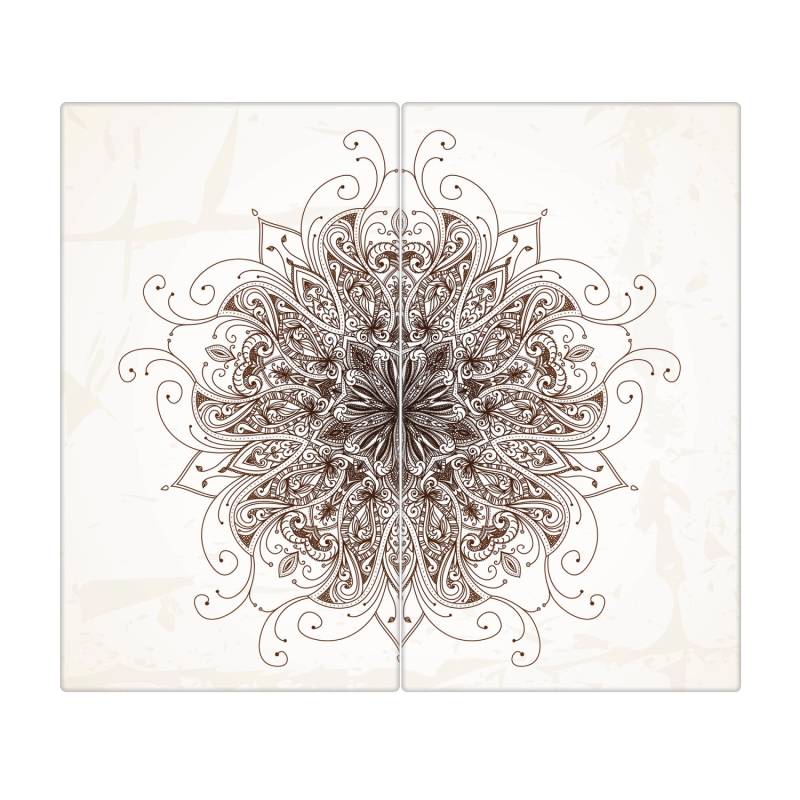 Banjado Herdabdeckplatte Glas 2 Teilig Je 30x52CM Schneidebrett Herdabdeckung Mit Motiv Mehendi von Banjado