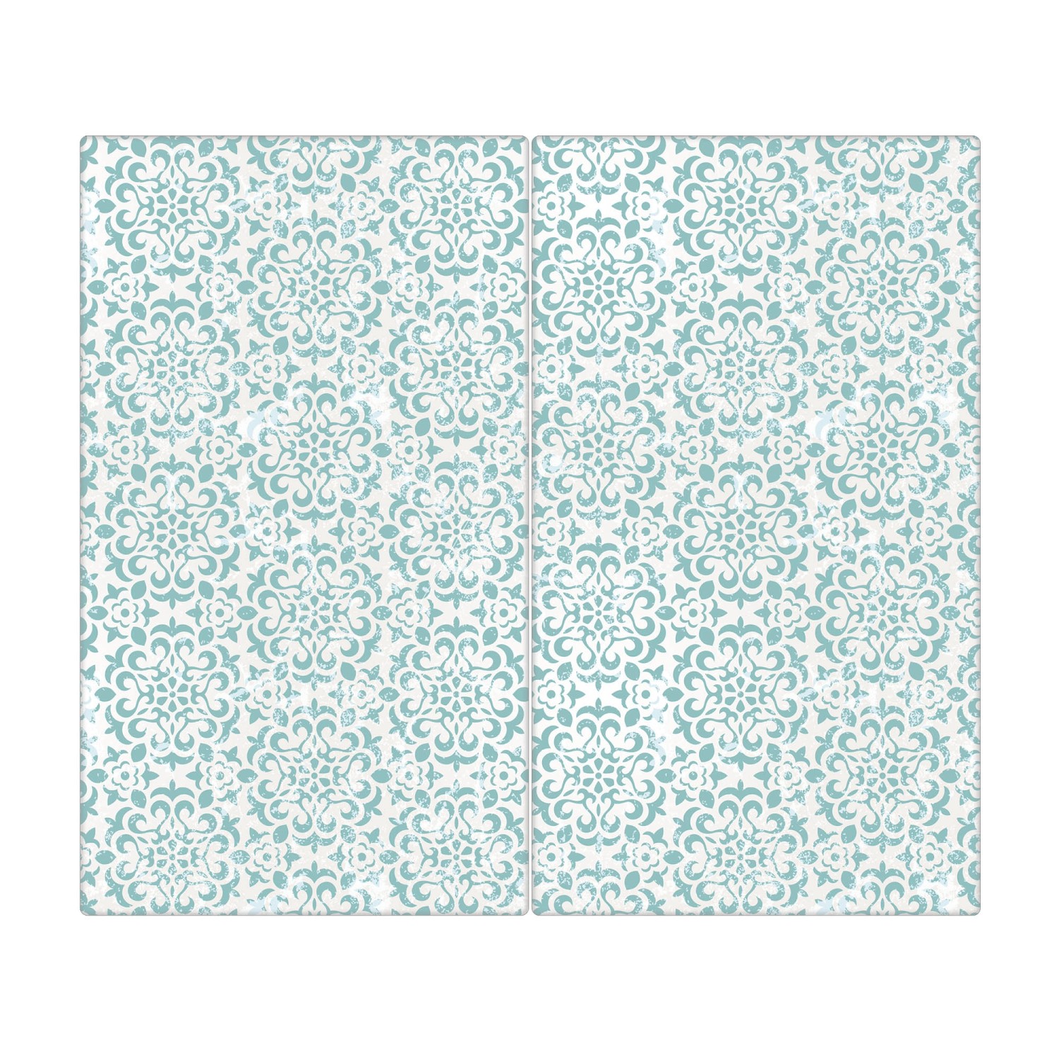 Banjado Herdabdeckplatte Glas 2 Teilig Je 30x52CM Schneidebrett Herdabdeckung Mit Motiv Muster Getupft Blau von Banjado