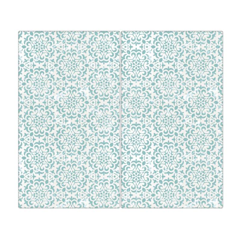 Banjado Herdabdeckplatte Glas 2 Teilig Je 30x52CM Schneidebrett Herdabdeckung Mit Motiv Muster Getupft Blau von Banjado
