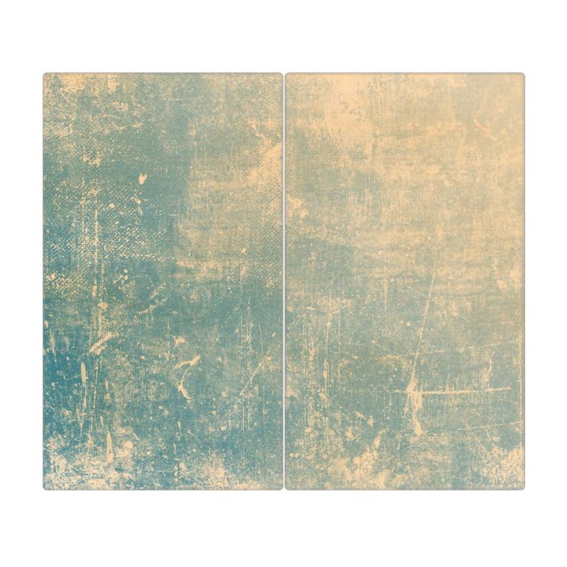 Banjado Herdabdeckplatte Glas 2 Teilig Je 30x52CM Schneidebrett Herdabdeckung Mit Motiv Patina Grün von Banjado