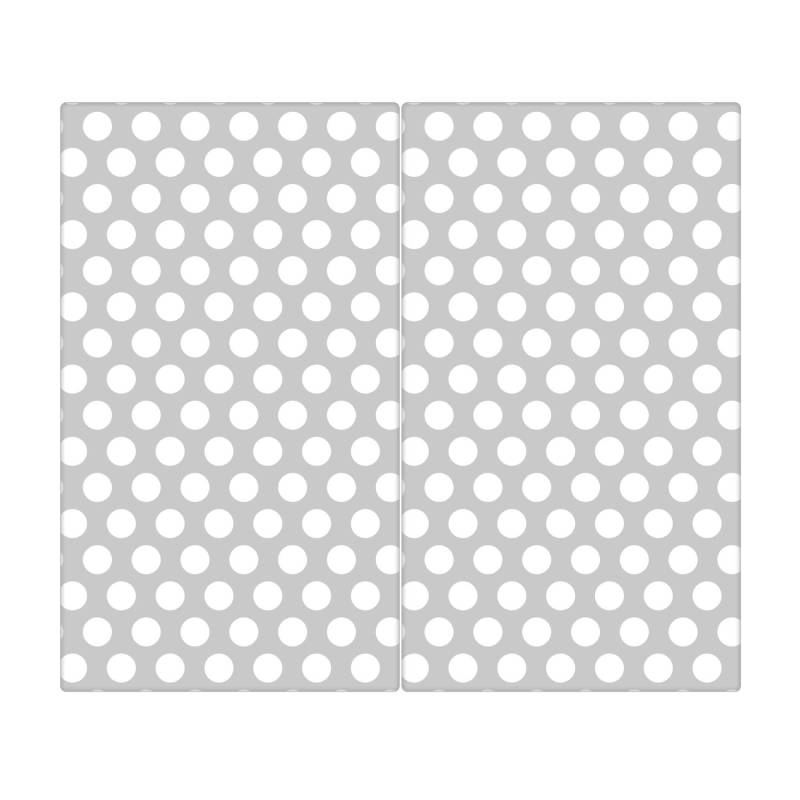 Banjado Herdabdeckplatte Glas 2 Teilig Je 30x52CM Schneidebrett Herdabdeckung Mit Motiv Punkte Grau von Banjado