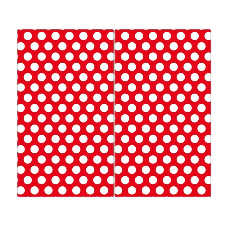 Banjado Herdabdeckplatte Glas 2 Teilig Je 30x52CM Schneidebrett Herdabdeckung Mit Motiv Punkte Rot von Banjado