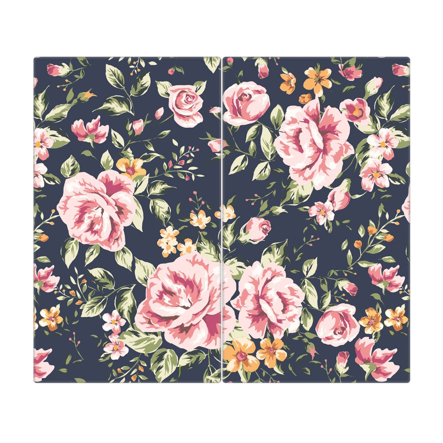 Banjado Herdabdeckplatte Glas 2 Teilig Je 30x52CM Schneidebrett Herdabdeckung Mit Motiv Rosen Auf Anthrazit von Banjado