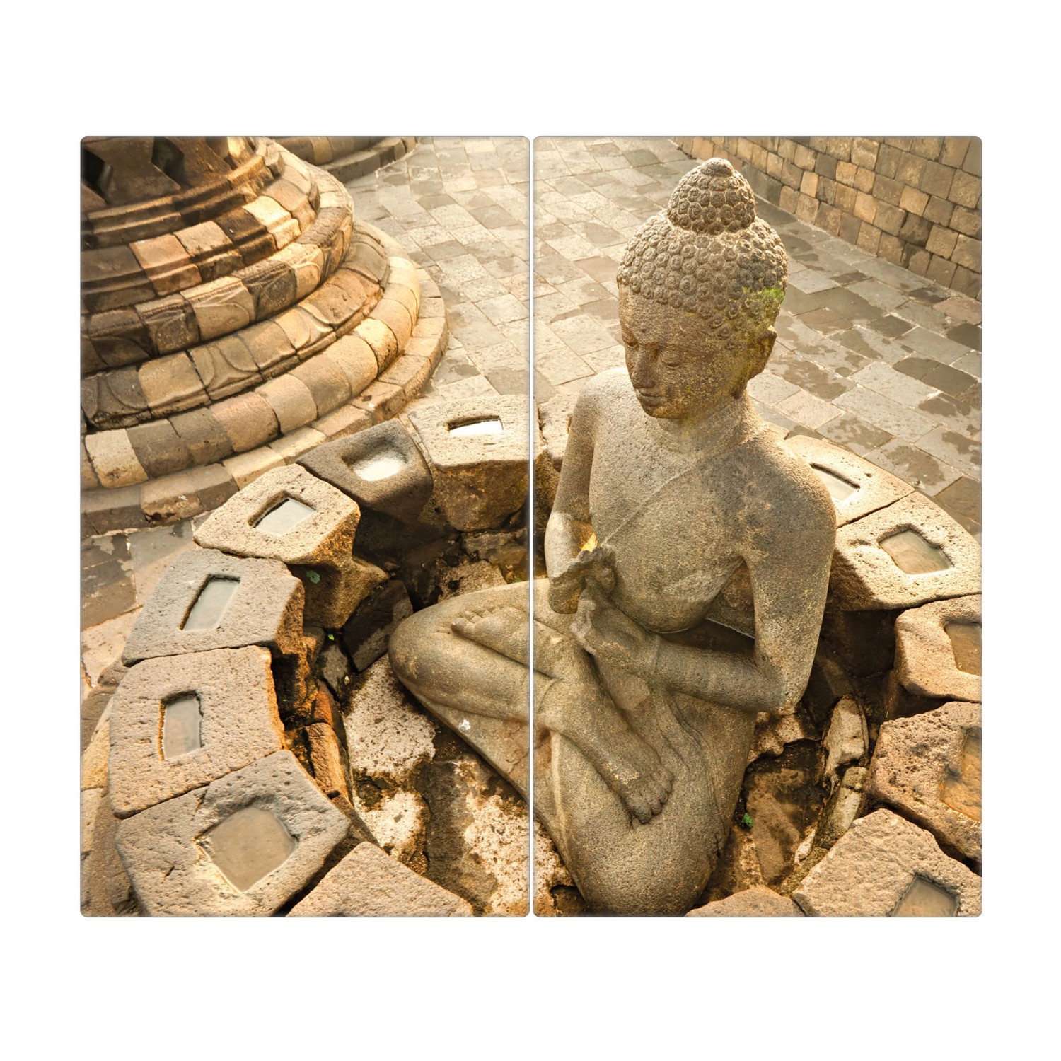Banjado Herdabdeckplatte Glas 2 Teilig Je 30x52CM Schneidebrett Herdabdeckung Mit Motiv Sitzender Buddha Banjado Herdabdeckplatte Glas 2 Teilig Je 30x52CM Schneidebrett Herdabdeckung Mit Motiv Sitzender Buddha von Banjado
