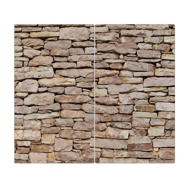 Banjado Herdabdeckplatte Glas 2 Teilig Je 30x52CM Schneidebrett Herdabdeckung Mit Motiv Stadtmauer von Banjado