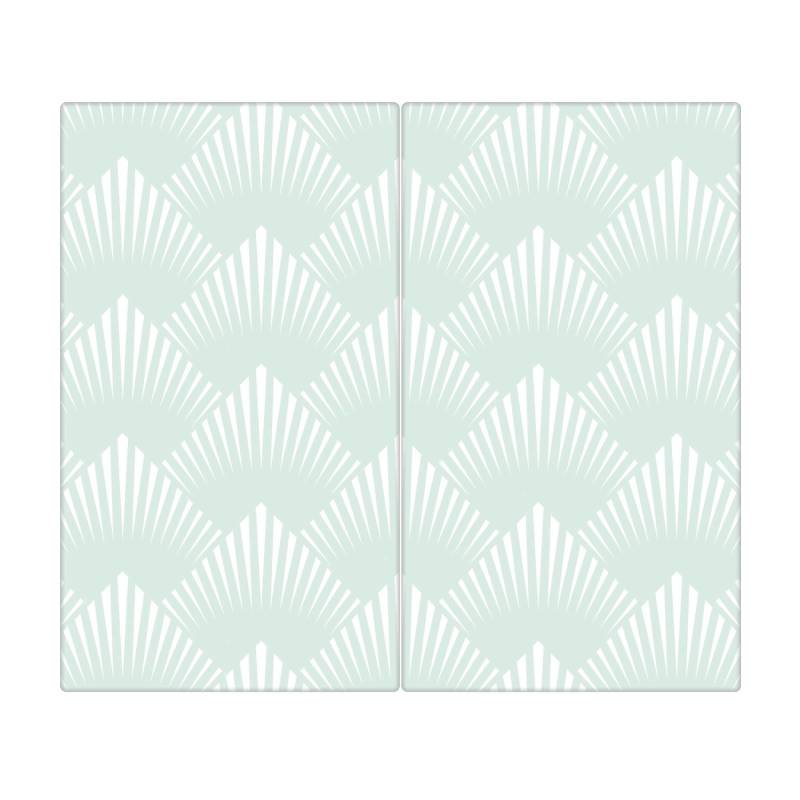 Banjado Herdabdeckplatte Glas 2 Teilig Je 30x52CM Schneidebrett Herdabdeckung Mit Motiv Strahlen Mint von Banjado