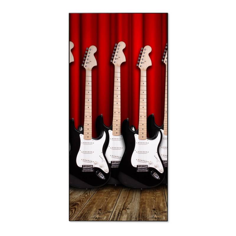 Banjado Magnettafel 37x78cm Magnetwand  Schwarz Aus Metall Magnetpinnwand Pinnwand Inkl. 4 Magnete Motiv E-Gitarren von Banjado