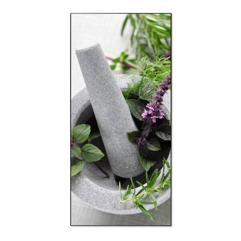 Banjado Magnettafel 37x78cm Magnetwand  Schwarz Aus Metall Magnetpinnwand Pinnwand Inkl. 4 Magnete Motiv Kräuter von Banjado