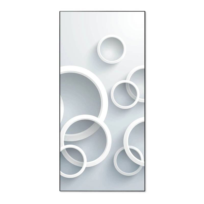 Banjado Magnettafel 37x78cm Magnetwand  Schwarz Aus Metall Magnetpinnwand Pinnwand Inkl. 4 Magnete Motiv Weiße Ringe von Banjado