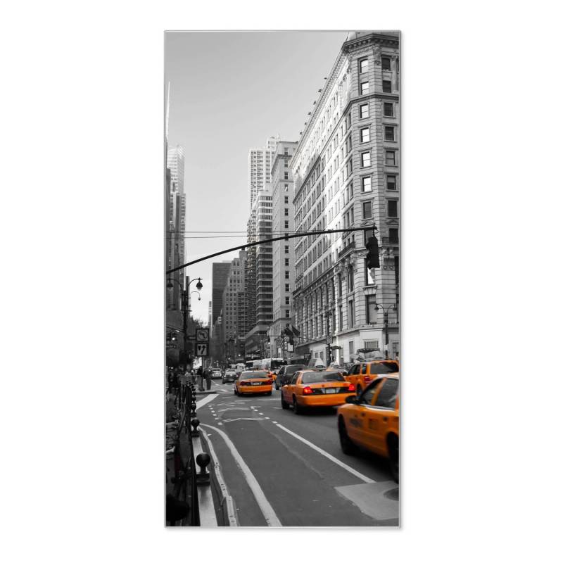 Banjado Magnettafel 37x78cm Magnetwand  Silber Aus Metall Magnetpinnwand Pinnwand Inkl. 4 Magnete Motiv New York Taxi von Banjado