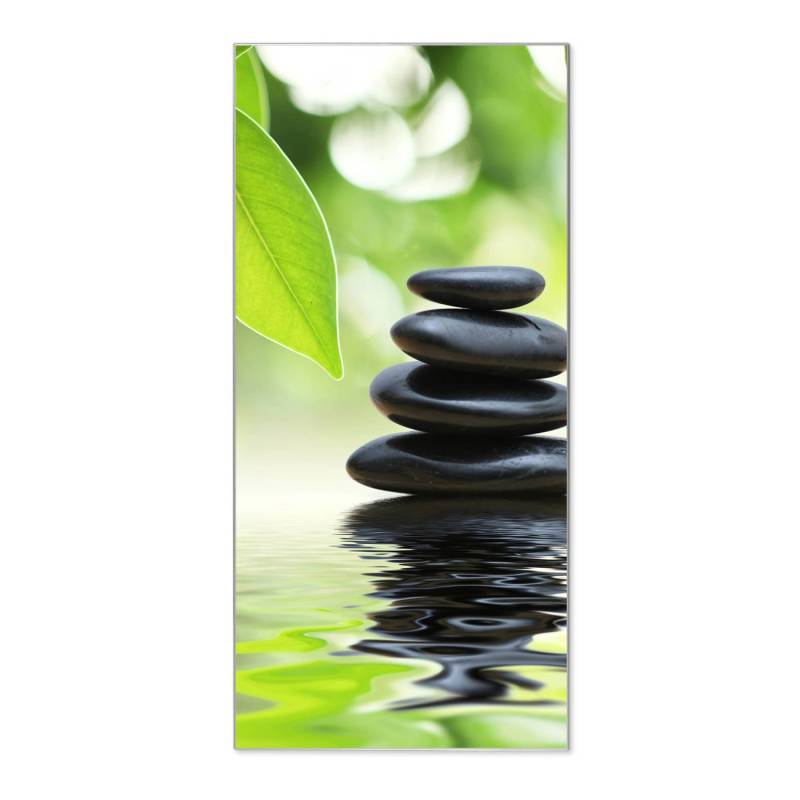Banjado Magnettafel 37x78cm Magnetwand  Silber Aus Metall Magnetpinnwand Pinnwand Inkl. 4 Magnete Motiv Steine&Relax von Banjado