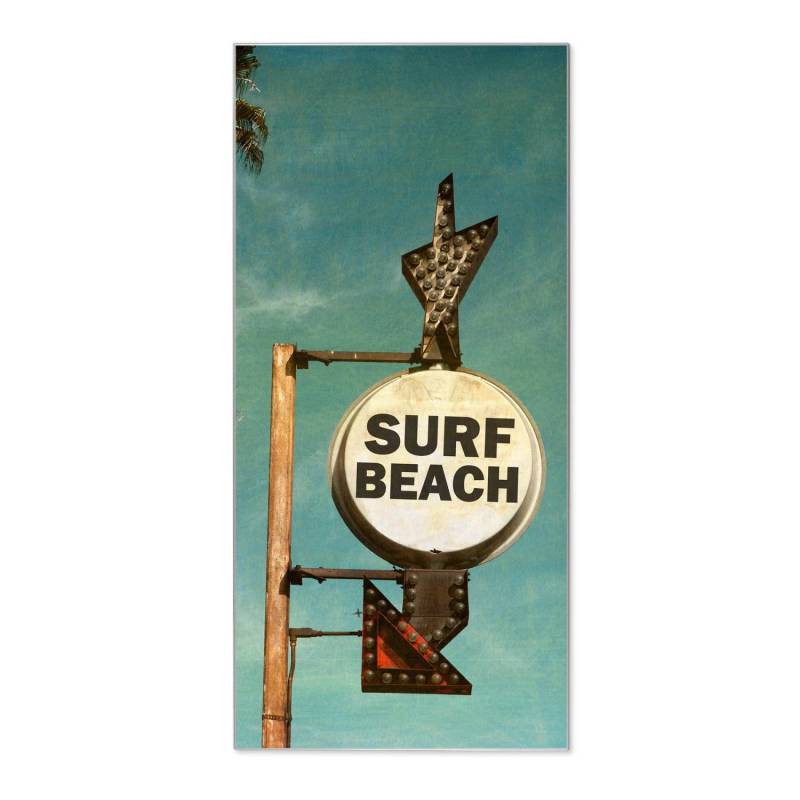 Banjado Magnettafel 37x78cm Magnetwand  Silber Aus Metall Magnetpinnwand Pinnwand Inkl. 4 Magnete Motiv Surf Beach von Banjado
