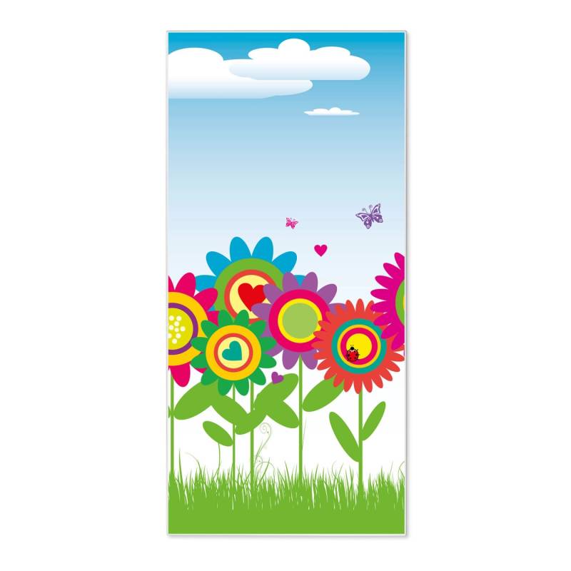 Banjado Magnettafel 37x78cm Magnetwand  Weiß Aus Metall Magnetpinnwand Pinnwand Inkl. 4 Magnete Motiv Bunte Blumen von Banjado