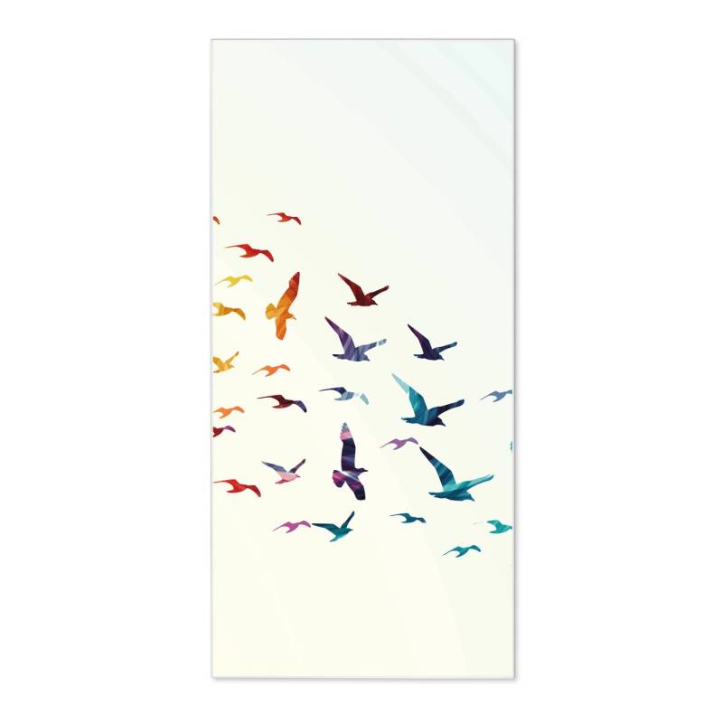 Banjado Magnettafel 37x78cm Magnetwand  Weiß Aus Metall Magnetpinnwand Pinnwand Inkl. 4 Magnete Motiv Fliegende Vögel von Banjado