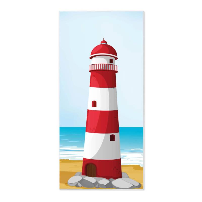 Banjado Magnettafel 37x78cm Magnetwand  Weiß Aus Metall Magnetpinnwand Pinnwand Inkl. 4 Magnete Motiv Leuchtturm Illustration von Banjado