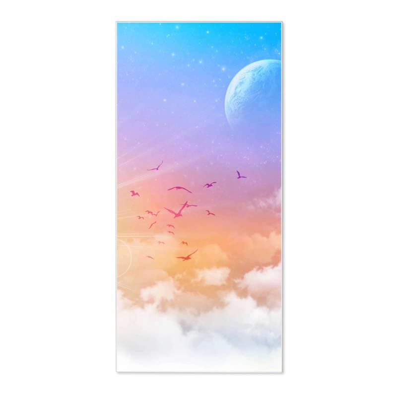 Banjado Magnettafel 37x78cm Magnetwand  Weiß Aus Metall Magnetpinnwand Pinnwand Inkl. 4 Magnete Motiv Vögel Am Himmel von Banjado