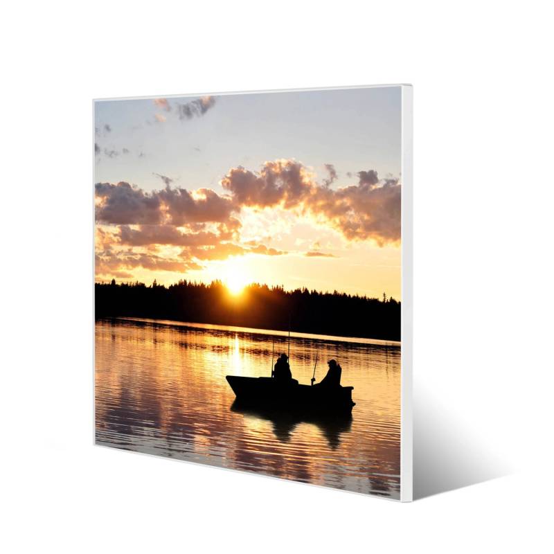 Banjado Magnettafel 50x50cm Magnetwand Weiß Aus Metall Magnetpinnwand Pinnwand Inkl. 4 Magnete Motiv Angler von Banjado