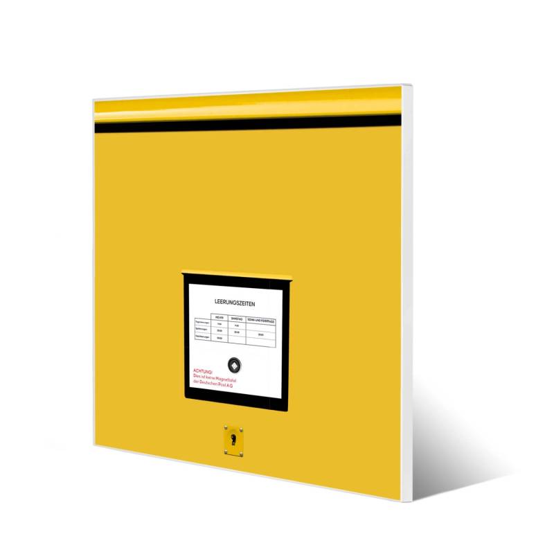 Banjado Magnettafel 50x50cm Magnetwand Weiß Aus Metall Magnetpinnwand Pinnwand Inkl. 4 Magnete Motiv Briefkasten Gelb von Banjado