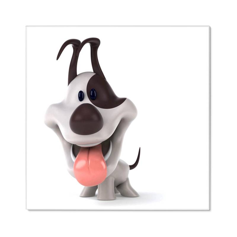 Banjado Magnettafel 50x50cm Magnetwand Weiß Aus Metall Magnetpinnwand Pinnwand Inkl. 4 Magnete Motiv Comic-Hund von Banjado