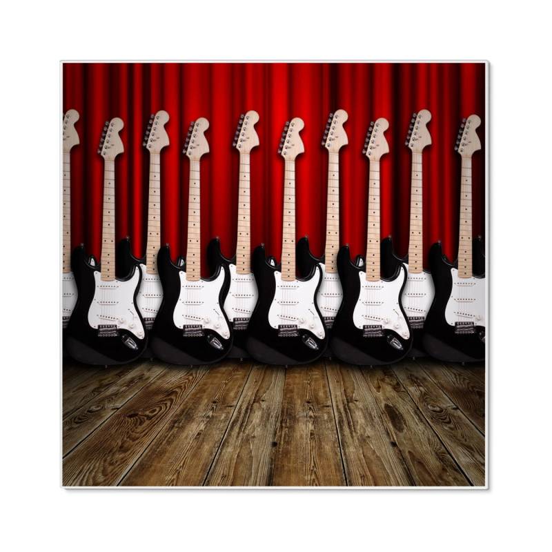 Banjado Magnettafel 50x50cm Magnetwand Weiß Aus Metall Magnetpinnwand Pinnwand Inkl. 4 Magnete Motiv E-Gitarren von Banjado
