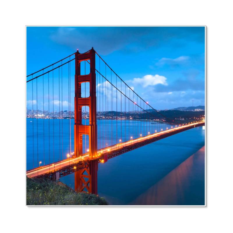 Banjado Magnettafel 50x50cm Magnetwand Weiß Aus Metall Magnetpinnwand Pinnwand Inkl. 4 Magnete Motiv Golden Gate Bridge von Banjado