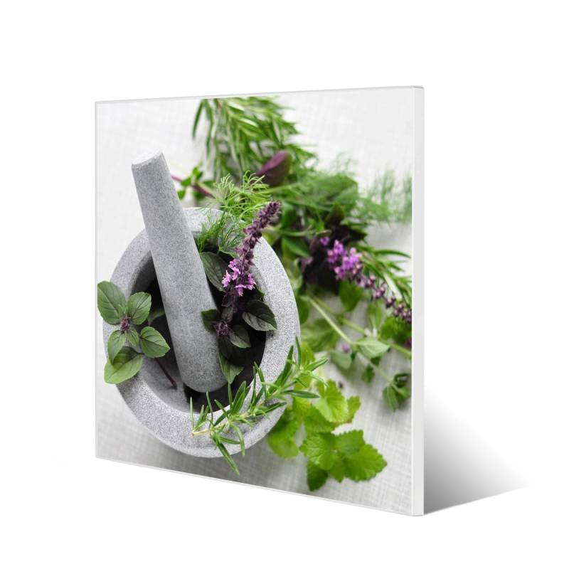 Banjado Magnettafel 50x50cm Magnetwand Weiß Aus Metall Magnetpinnwand Pinnwand Inkl. 4 Magnete Motiv Kräuter von Banjado