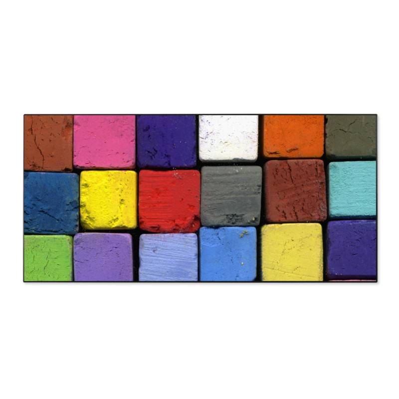 Banjado Magnettafel 78x37cm Magnetwand  Schwarz Aus Metall Magnetpinnwand Pinnwand Inkl. 4 Magnete Motiv Bunte Kreide von Banjado