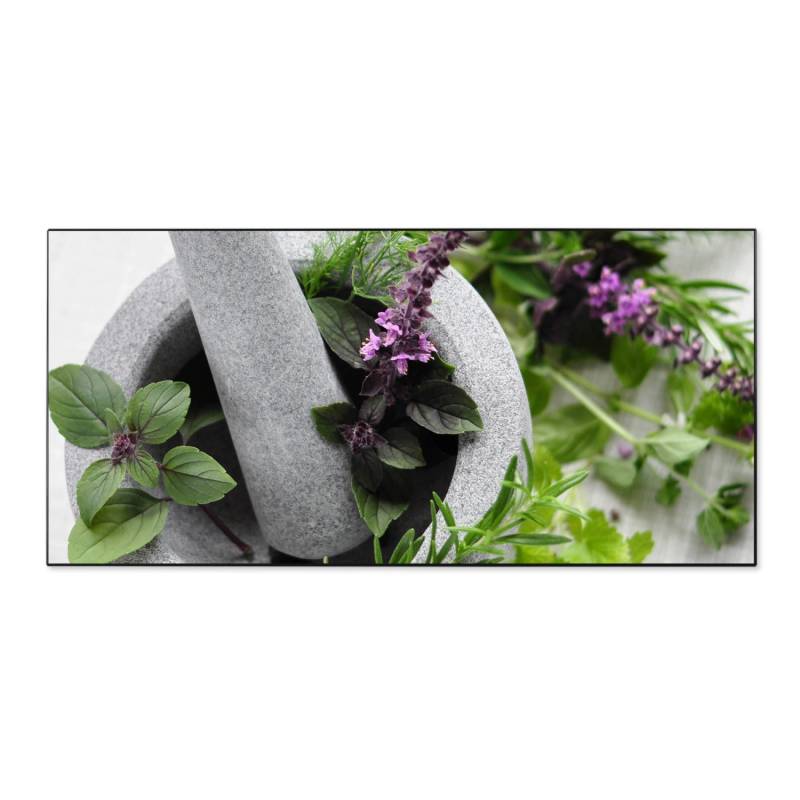 Banjado Magnettafel 78x37cm Magnetwand  Schwarz Aus Metall Magnetpinnwand Pinnwand Inkl. 4 Magnete Motiv Kräuter von Banjado