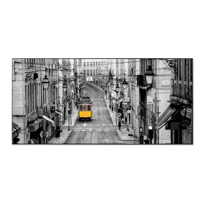 Banjado Magnettafel 78x37cm Magnetwand  Schwarz Aus Metall Magnetpinnwand Pinnwand Inkl. 4 Magnete Motiv Lissabon von Banjado