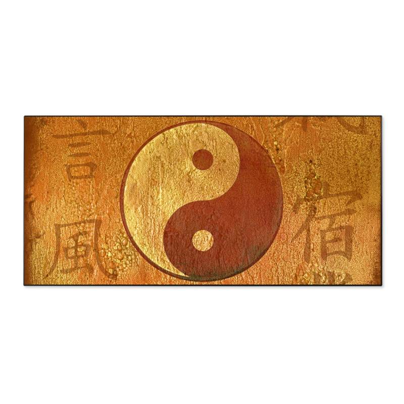 Banjado Magnettafel 78x37cm Magnetwand  Schwarz Aus Metall Magnetpinnwand Pinnwand Inkl. 4 Magnete Motiv Yin Yang von Banjado