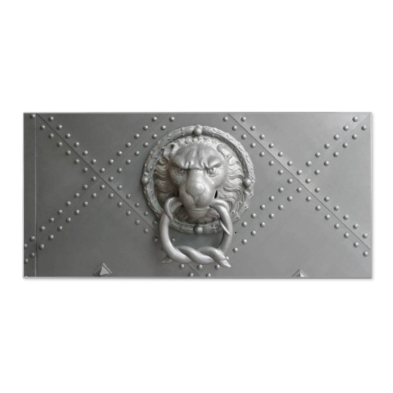 Banjado Magnettafel 78x37cm Magnetwand  Silber Aus Metall Magnetpinnwand Pinnwand Inkl. 4 Magnete Motiv Eisentor von Banjado