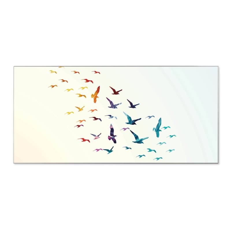 Banjado Magnettafel 78x37cm Magnetwand  Silber Aus Metall Magnetpinnwand Pinnwand Inkl. 4 Magnete Motiv Fliegende Vögel von Banjado