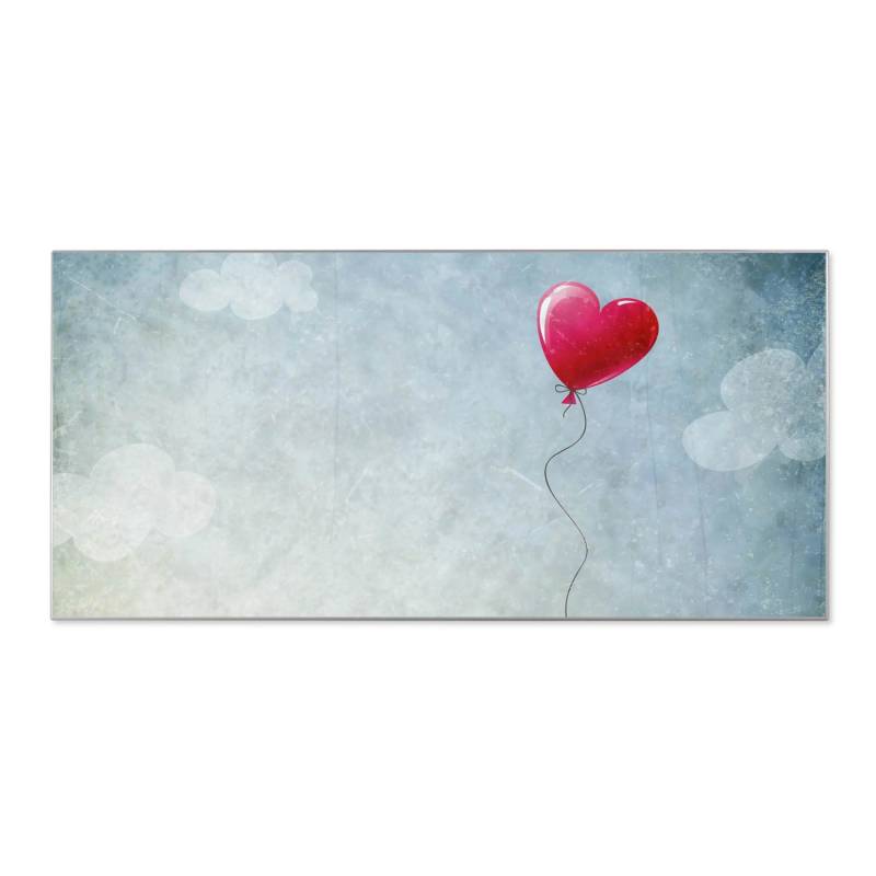 Banjado Magnettafel 78x37cm Magnetwand  Silber Aus Metall Magnetpinnwand Pinnwand Inkl. 4 Magnete Motiv Herzballon von Banjado